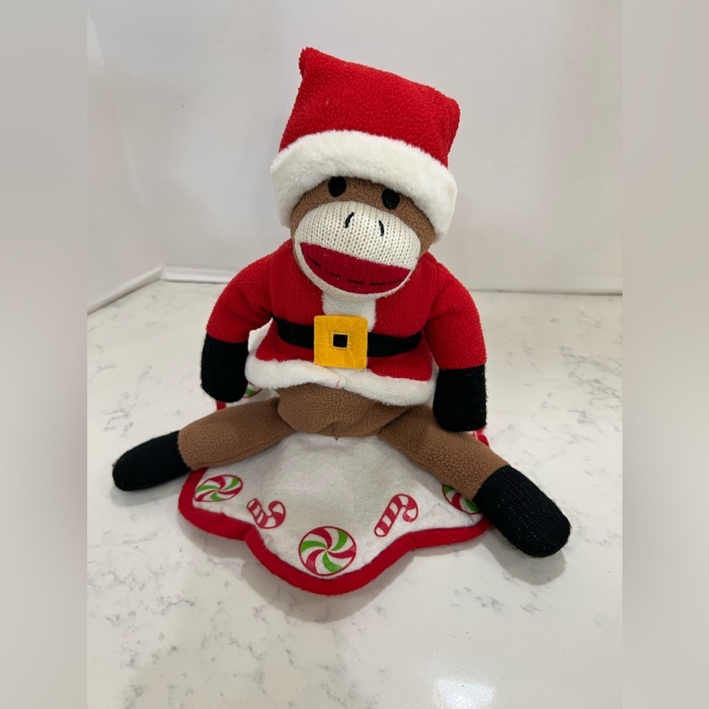 Dan Dee 2012 HOLIDAY SOCK MONKEY Animated 10in Plush-Spins to Peppermint Twist